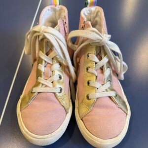 Size 33/~US 2 Mini Boden Canvas High Top Sneakers in Boto Pink